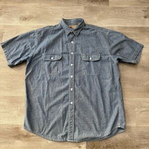 Vintage Big Mac Chambray Denim Button Shirt Men's XL Blue Short Sleeve Indigo